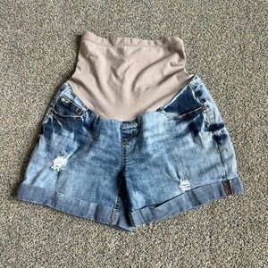 Stylish Blue Denim Maternity Shorts